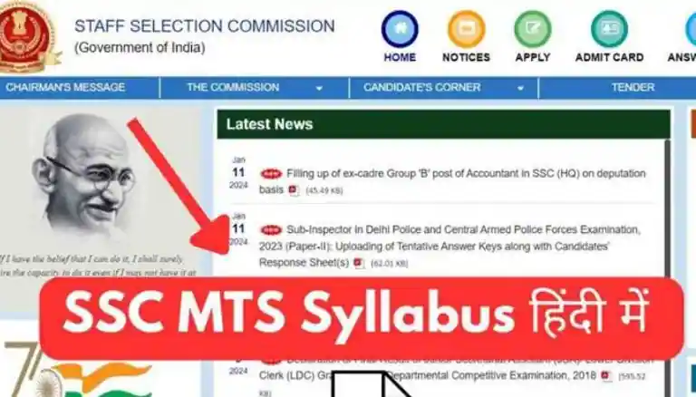 SSC MTS Syllabus In Hindi