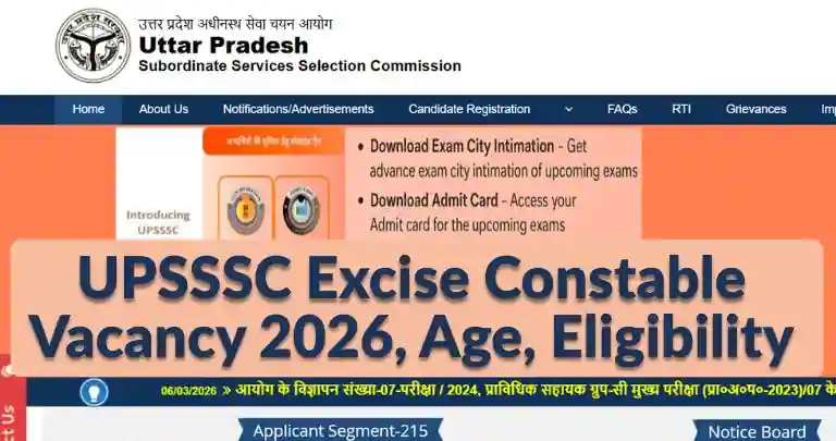 UPSSSC Excise Constable Vacancy 2026