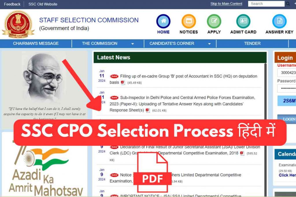 SSC CPO Selection Process PDF